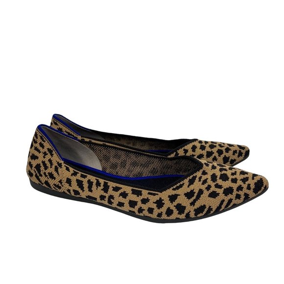Rothy's Shoes - Rothy's The Point Leopard Print Flats Shoes Pointed Toe Brown Black size 8.5